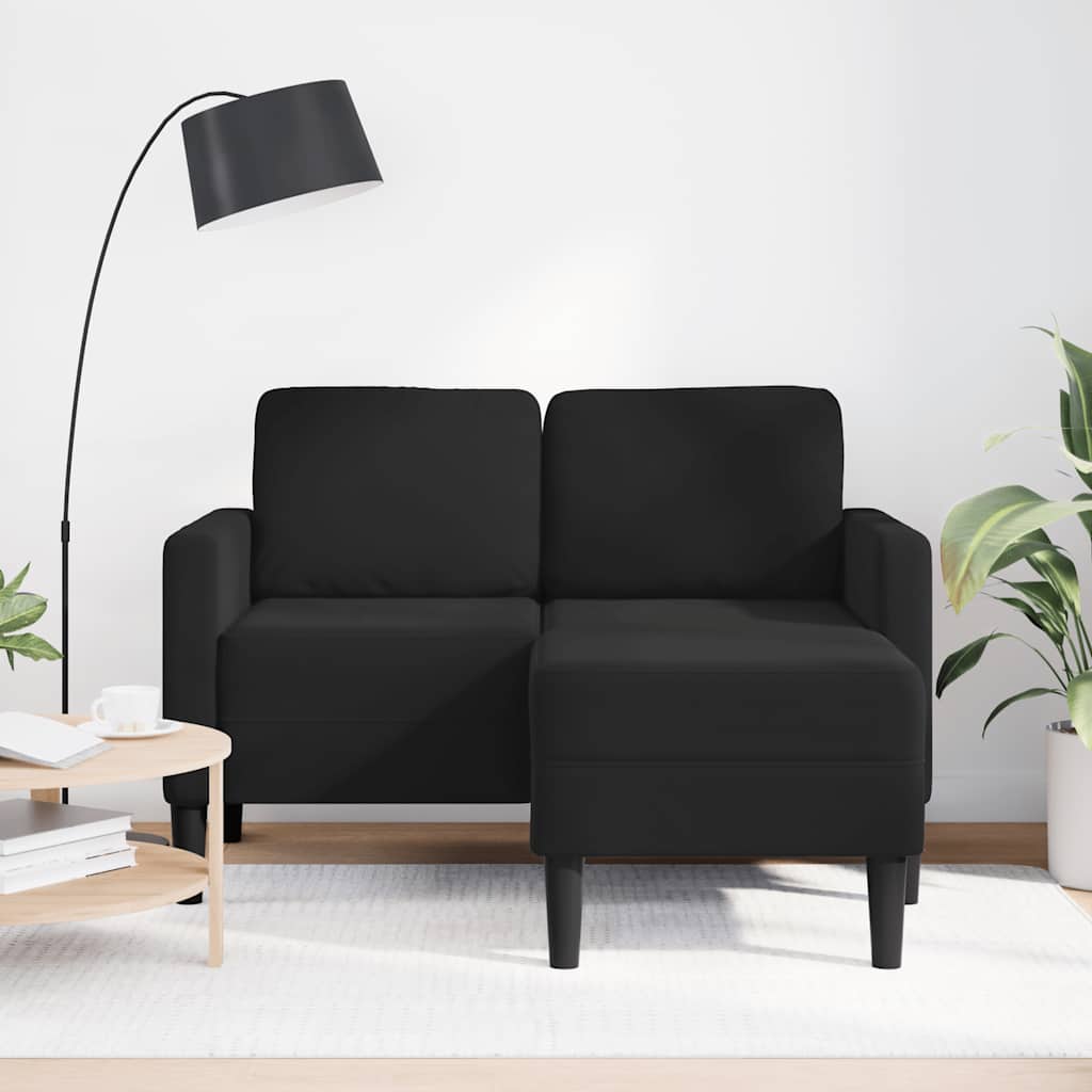 Divano a 2 posti con chaise longue a L nero 125 cm in velluto