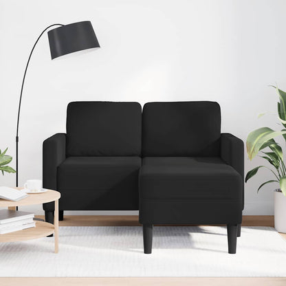 Divano a 2 posti con chaise longue a L nero 125 cm in velluto