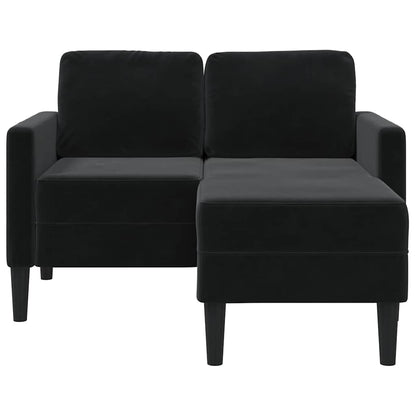 Divano a 2 posti con chaise longue a L nero 125 cm in velluto