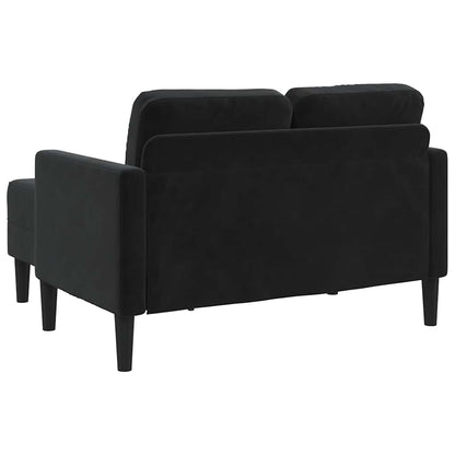 Divano a 2 posti con chaise longue a L nero 125 cm in velluto