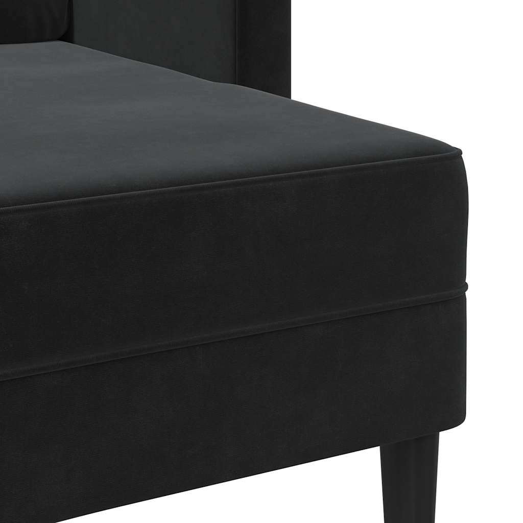 Divano a 2 posti con chaise longue a L nero 125 cm in velluto - homemem39