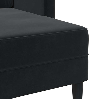 Divano a 2 posti con chaise longue a L nero 125 cm in velluto