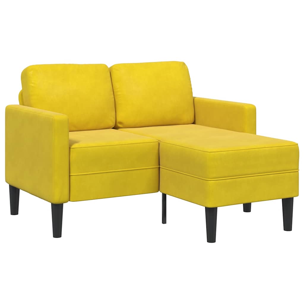 Divano 2 Posti con Chaise longue a L Giallo 125 cm Velluto
