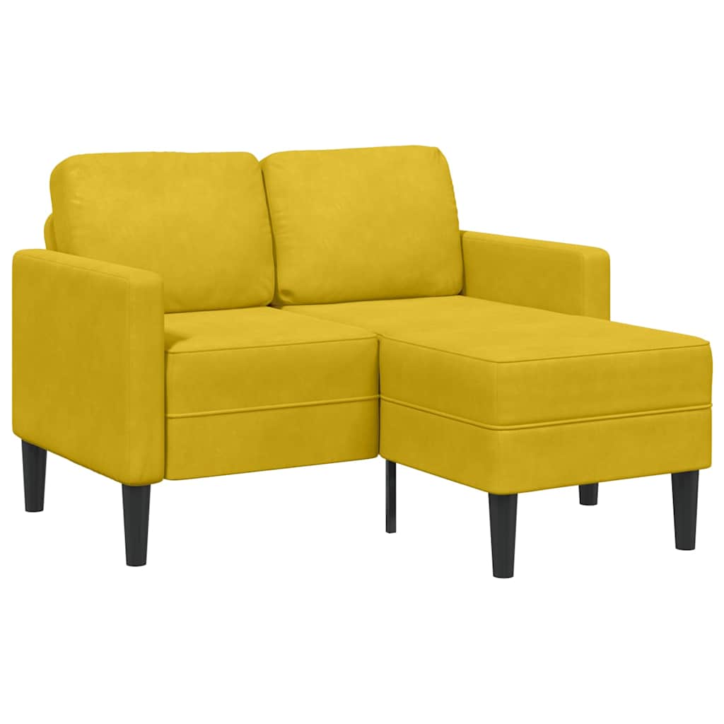 Divano 2 Posti con Chaise longue a L Giallo 125 cm Velluto