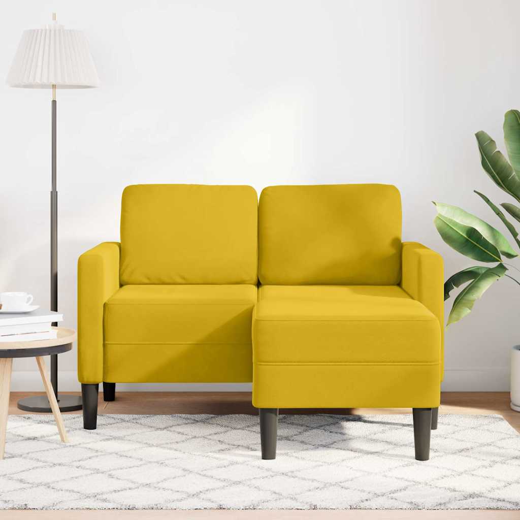 Divano 2 Posti con Chaise longue a L Giallo 125 cm Velluto | homemem39