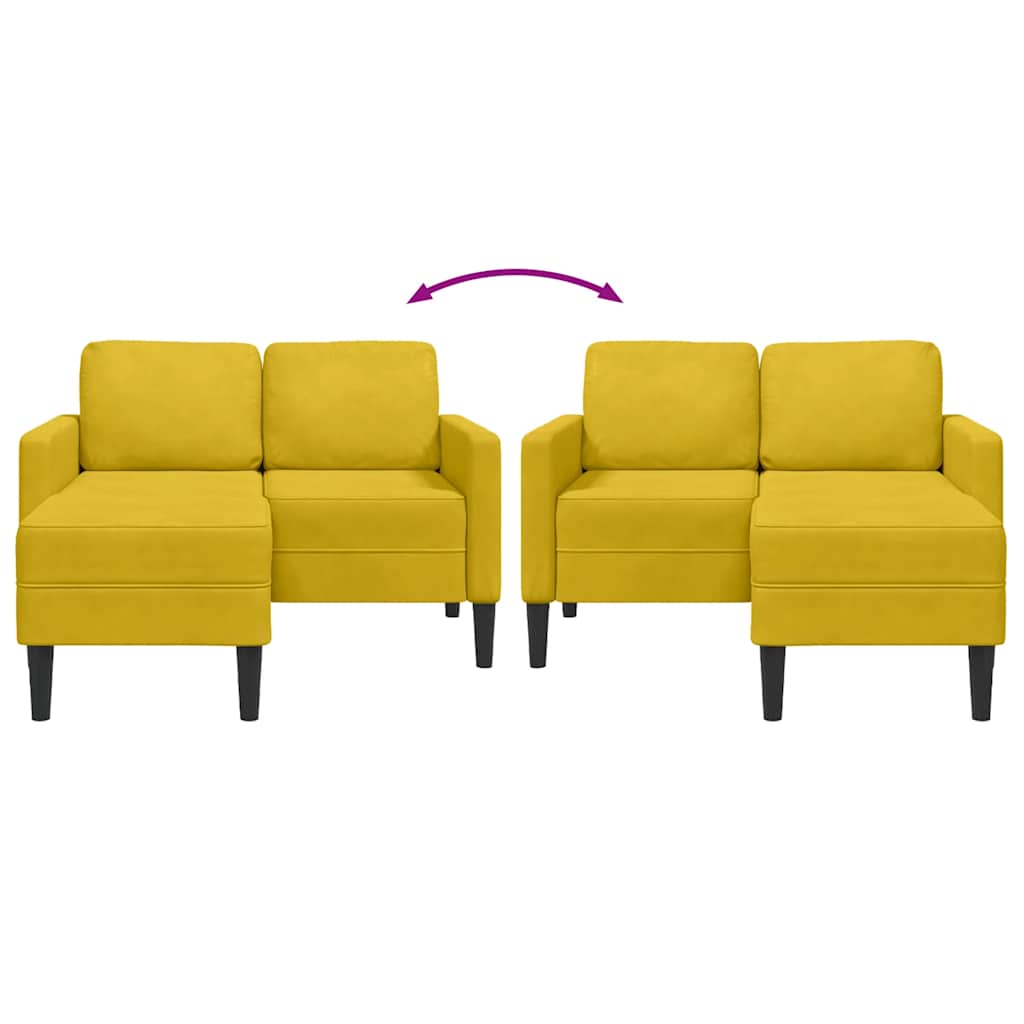 Divano 2 Posti con Chaise longue a L Giallo 125 cm Velluto | homemem39