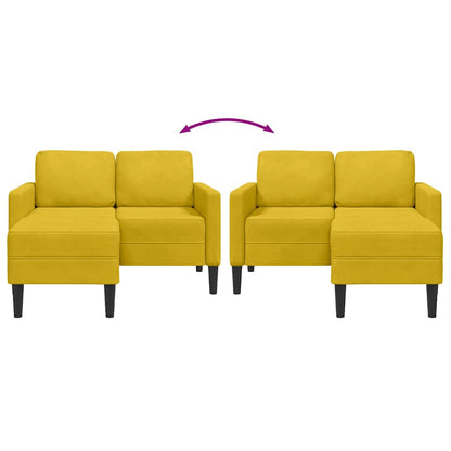 Divano 2 Posti con Chaise longue a L Giallo 125 cm Velluto | homemem39