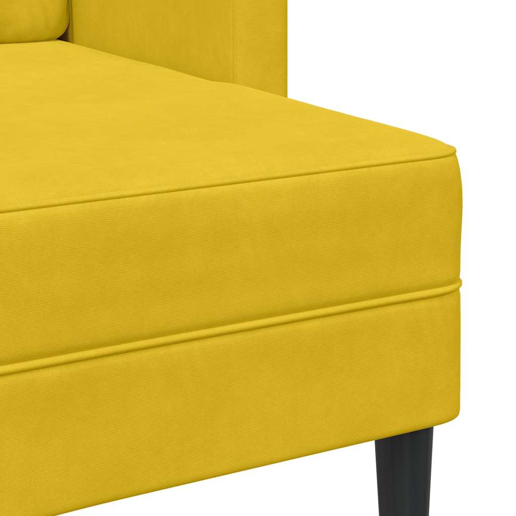 Divano 2 Posti con Chaise longue a L Giallo 125 cm Velluto | homemem39