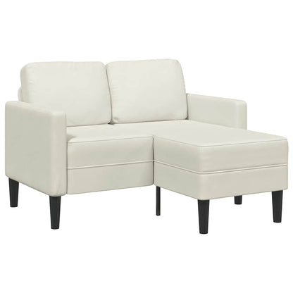 Divano 2 Posti con Chaise longue a L Crema 125 cm Velluto