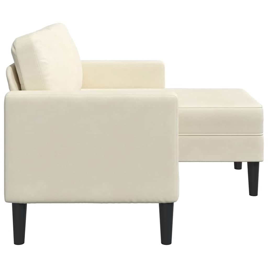 Divano 2 Posti con Chaise longue a L Crema 125 cm Velluto - homemem39