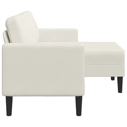 Divano 2 Posti con Chaise longue a L Crema 125 cm Velluto