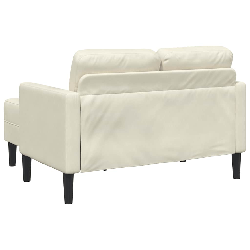Divano 2 Posti con Chaise longue a L Crema 125 cm Velluto - homemem39