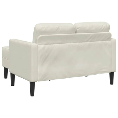 Divano 2 Posti con Chaise longue a L Crema 125 cm Velluto