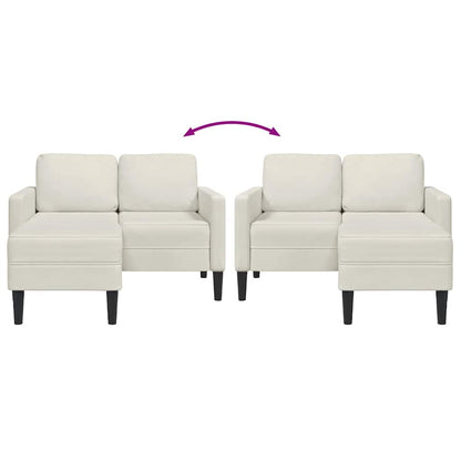 Divano 2 Posti con Chaise longue a L Crema 125 cm Velluto