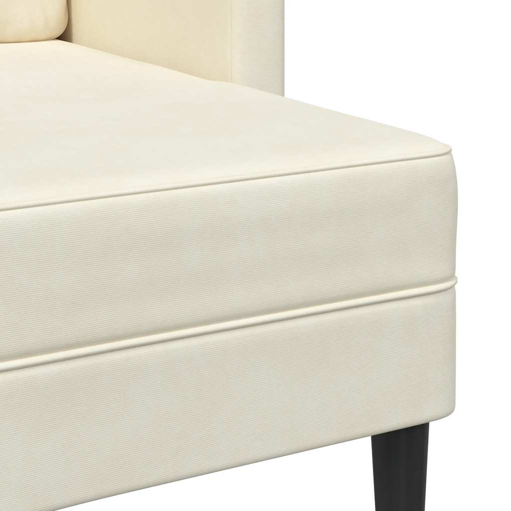 Divano 2 Posti con Chaise longue a L Crema 125 cm Velluto - homemem39