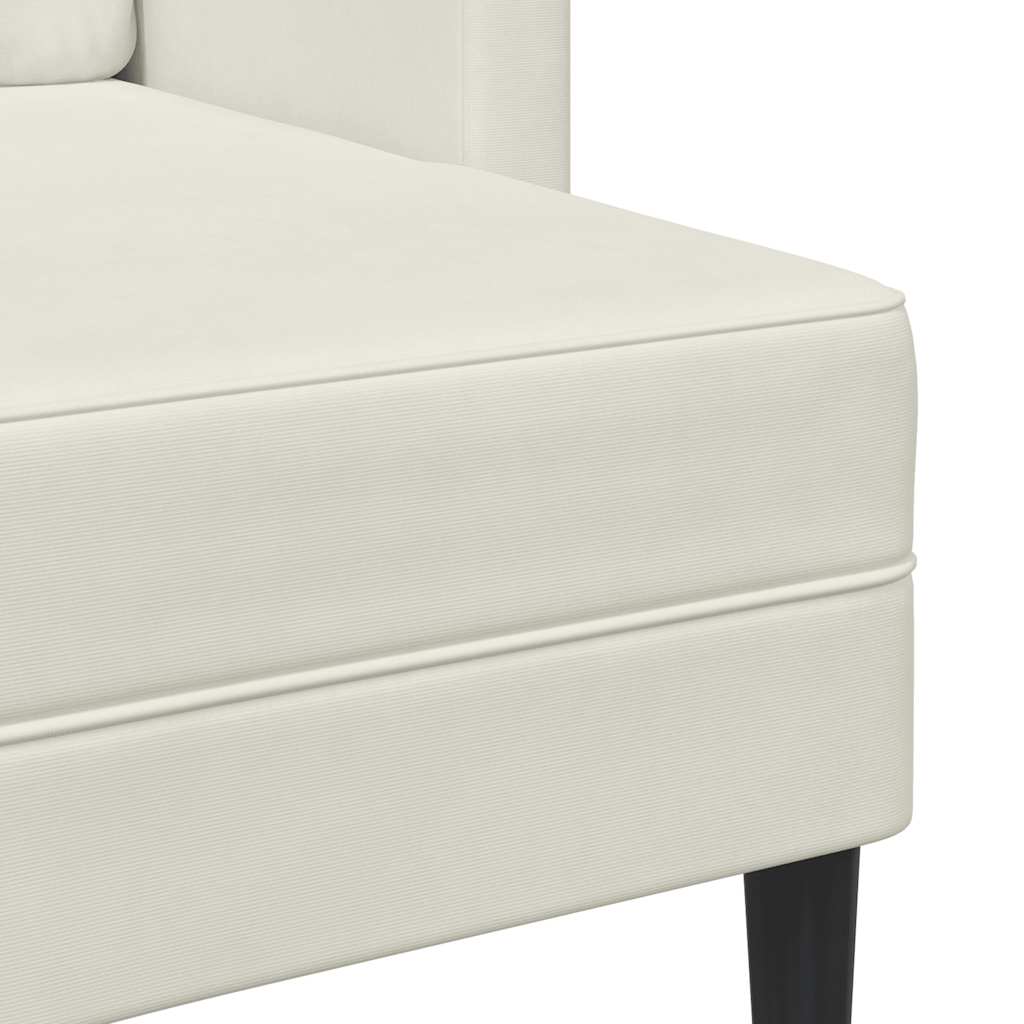 Divano 2 Posti con Chaise longue a L Crema 125 cm Velluto