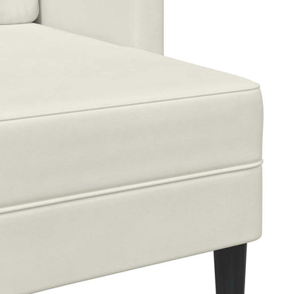 Divano 2 Posti con Chaise longue a L Crema 125 cm Velluto