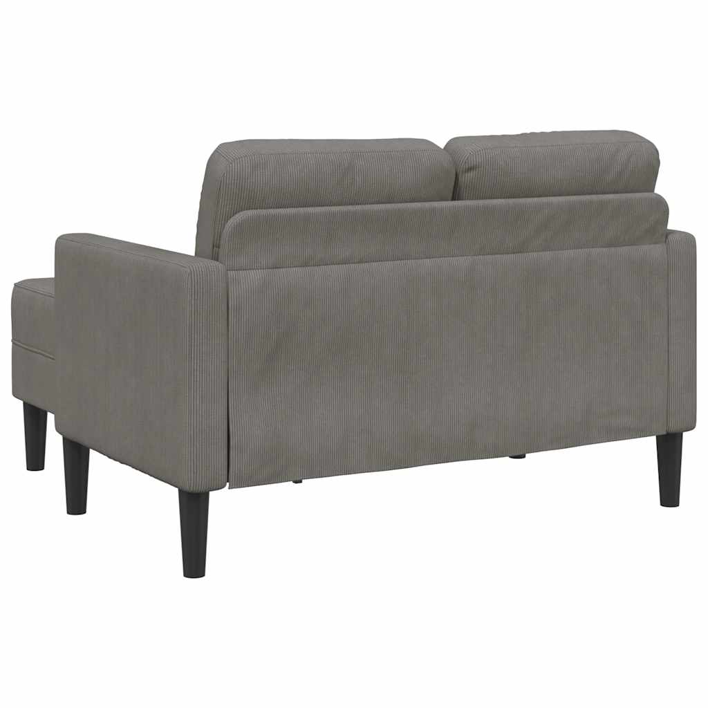 Divano 2 Posti con Chaise longue a L Grigio Chiaro 125 cm Lino | homemem39
