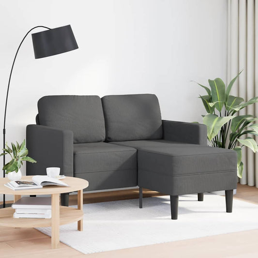 Divano a 2 posti con chaise longue a L grigio scuro 125 cm lino