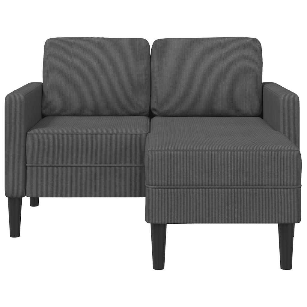 Divano a 2 posti con chaise longue a L grigio scuro 125 cm lino