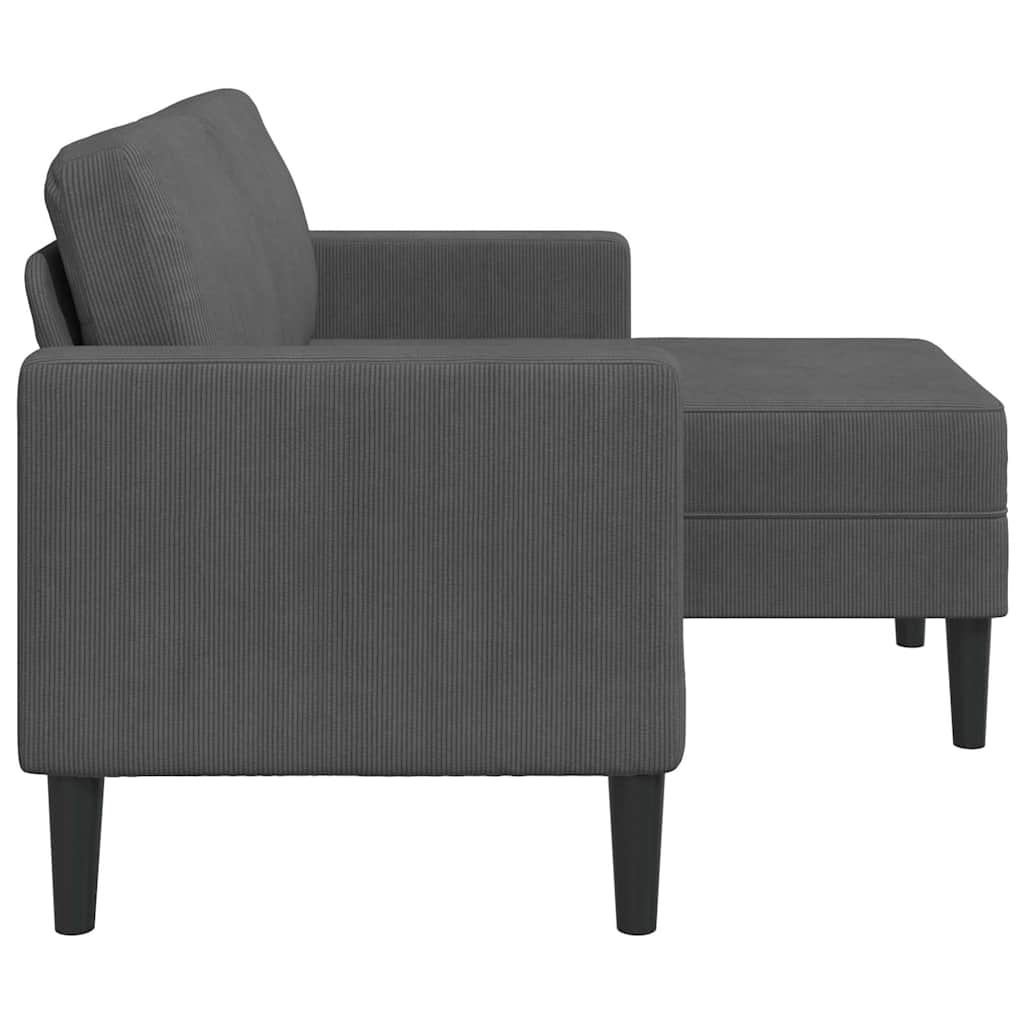 Divano a 2 posti con chaise longue a L grigio scuro 125 cm in lino