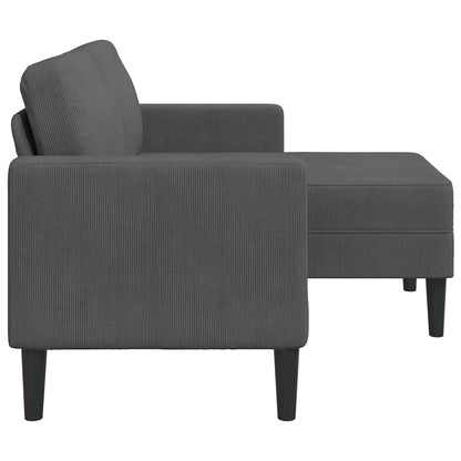Divano a 2 posti con chaise longue a L grigio scuro 125 cm in lino