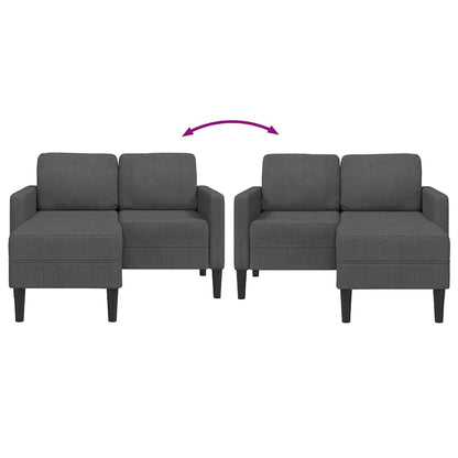 Divano a 2 posti con chaise longue a L grigio scuro 125 cm lino