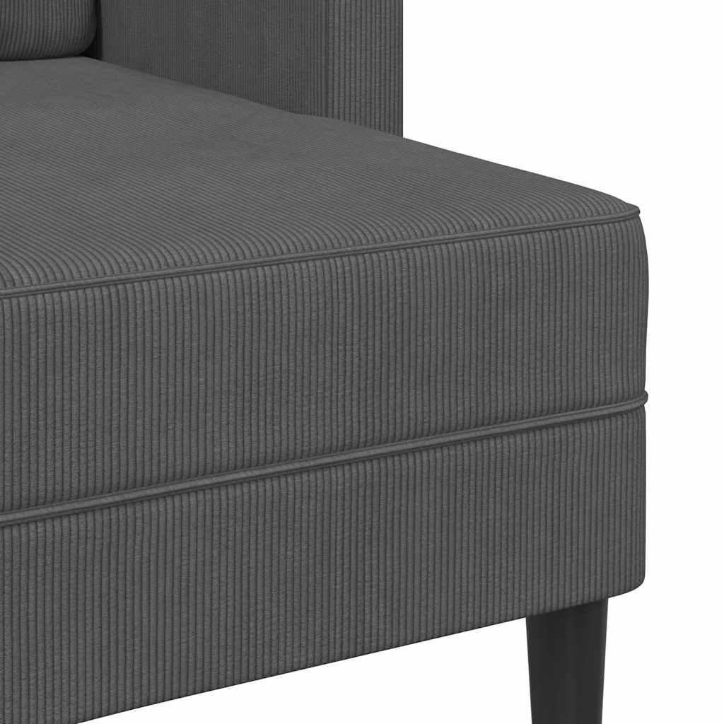 Divano a 2 posti con chaise longue a L grigio scuro 125 cm lino