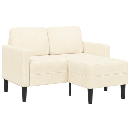 Divano 2 Posti con Chaise longue a L Crema 125 cm Lino