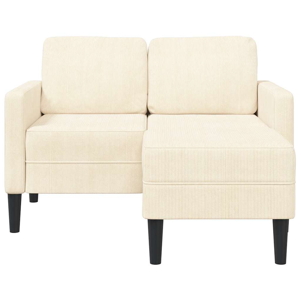 Divano 2 Posti con Chaise longue a L Crema 125 cm Lino