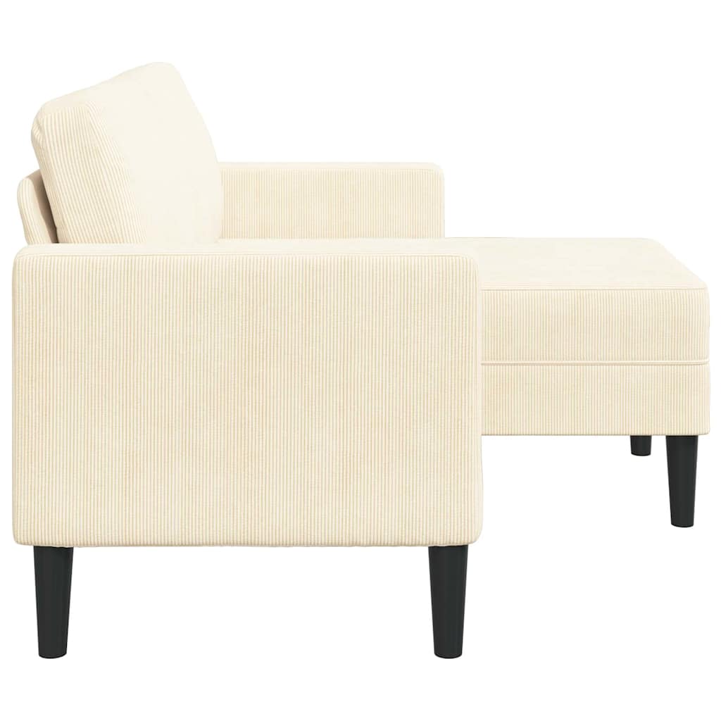 Divano 2 Posti con Chaise longue a L Crema 125 cm Lino