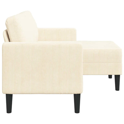 Divano 2 Posti con Chaise longue a L Crema 125 cm Lino