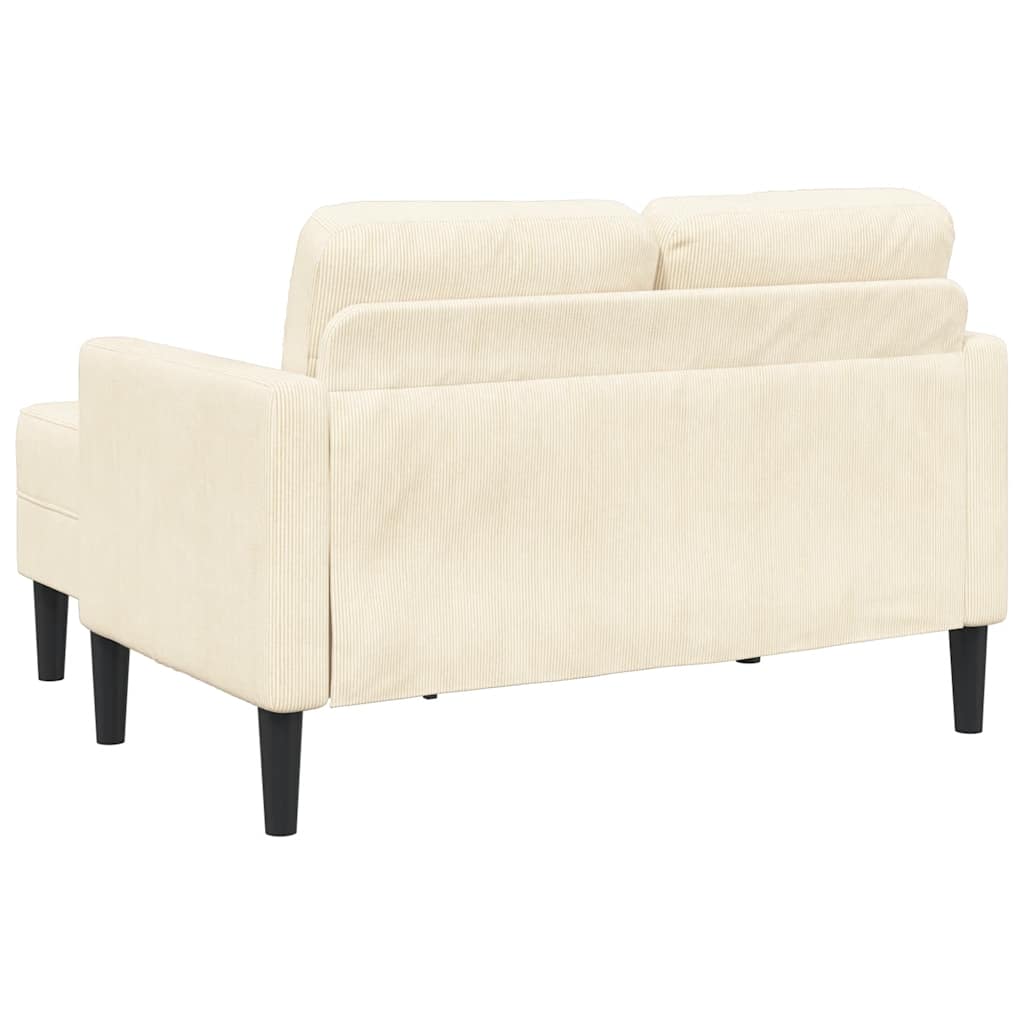 Divano 2 Posti con Chaise longue a L Crema 125 cm Lino - homemem39