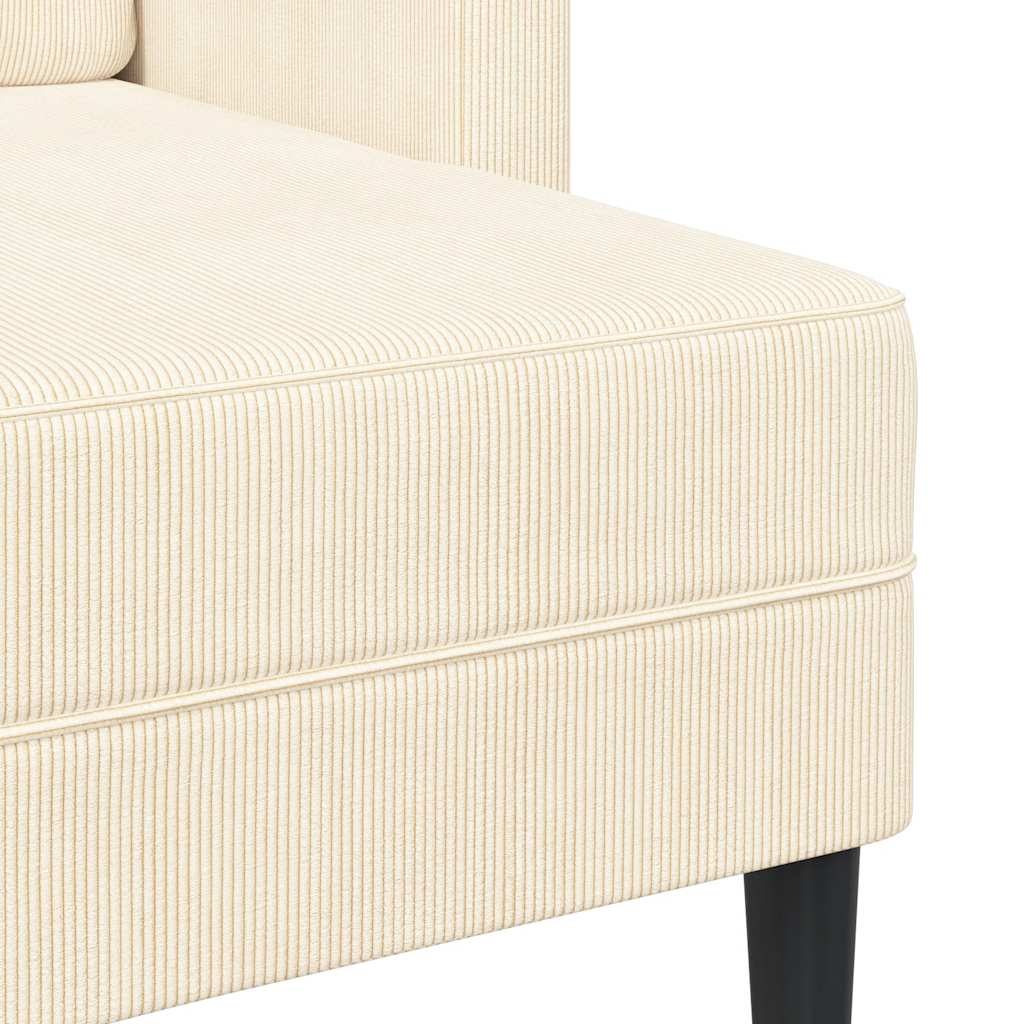 Divano 2 Posti con Chaise longue a L Crema 125 cm Lino