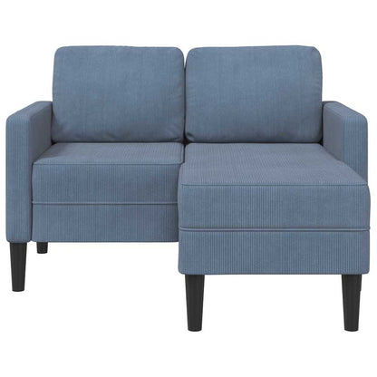 Divano 2 Posti con Chaise longue a L Blu 125 cm in Lino