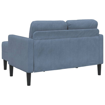 Divano 2 Posti con Chaise longue a L Blu 125 cm in Lino - homemem39