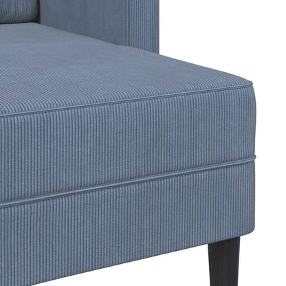 Divano 2 Posti con Chaise longue a L Blu 125 cm in Lino