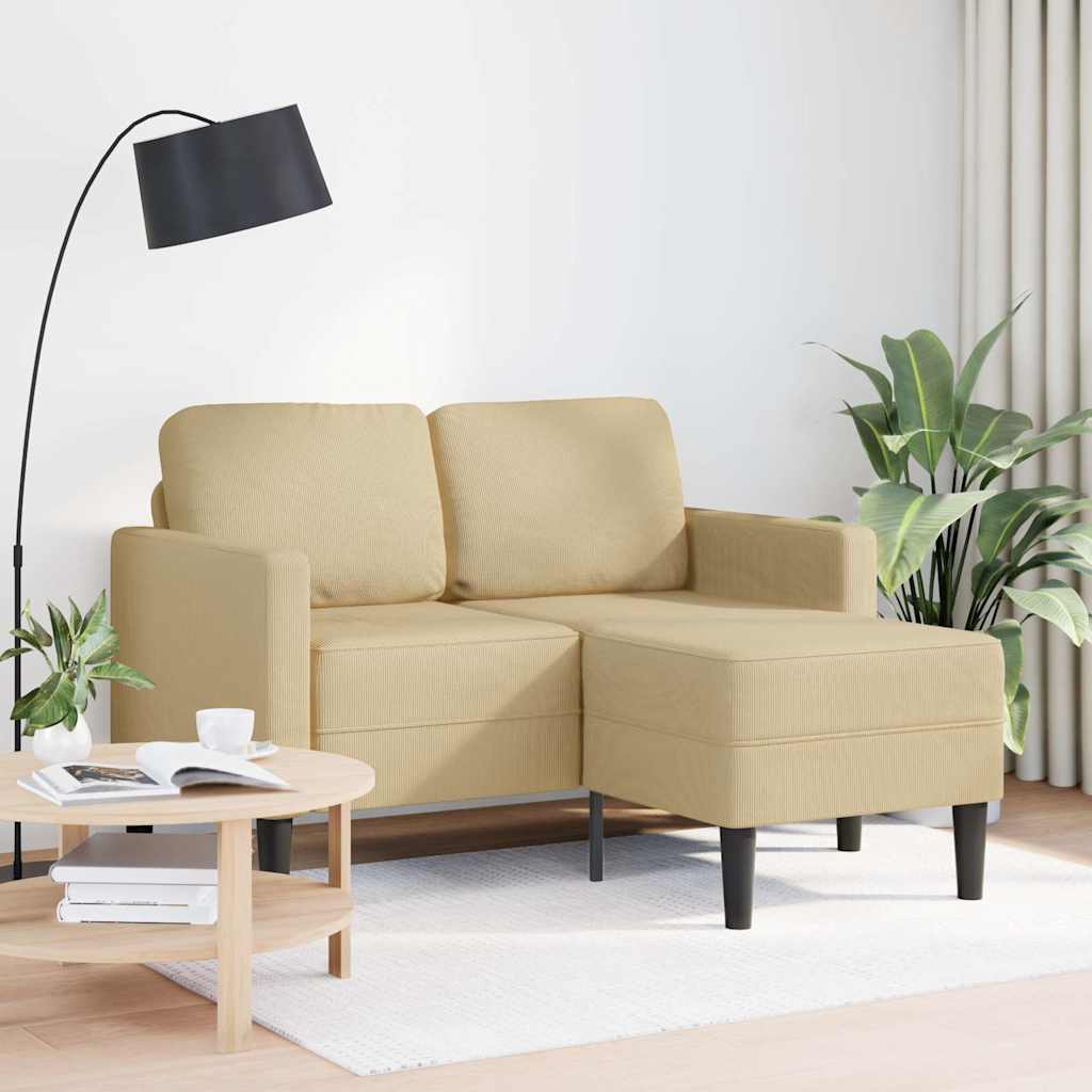 Divano 2 Posti con Chaise a L Verde Grigio 125 cm Lino | homemem39