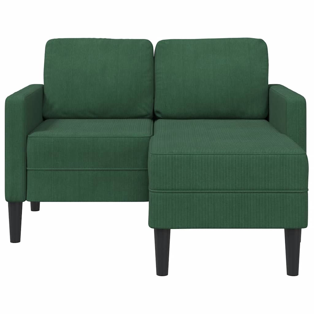 Divano 2 Posti con Chaise longue a L Verde Scuro 125 cm Lino