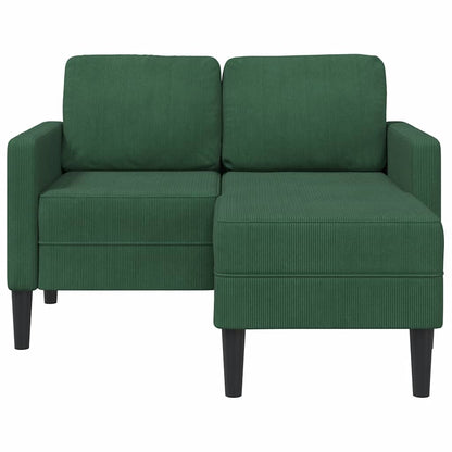 Divano 2 Posti con Chaise longue a L Verde Scuro 125 cm Lino