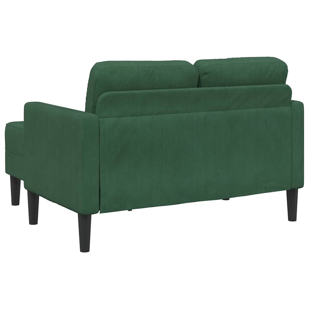 Divano 2 Posti con Chaise longue a L Verde Scuro 125 cm Lino - homemem39