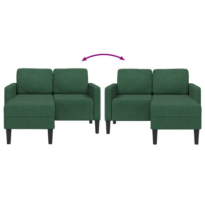 Divano 2 Posti con Chaise longue a L Verde Scuro 125 cm Lino