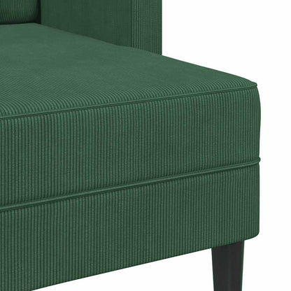 Divano 2 Posti con Chaise longue a L Verde Scuro 125 cm Lino