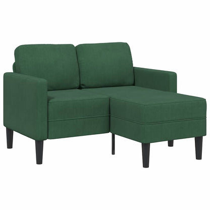 Divano 2 Posti con Chaise longue a L Verde Scuro 125 cm Lino
