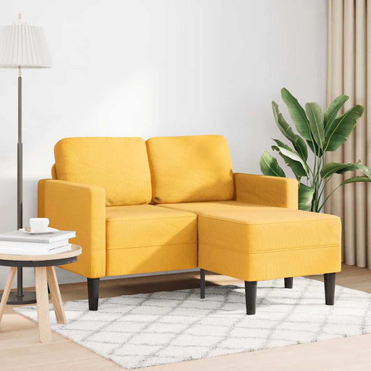 Divano 2 Posti con Chaise longue a L Giallo Chiaro 125 cm Lino | homemem39