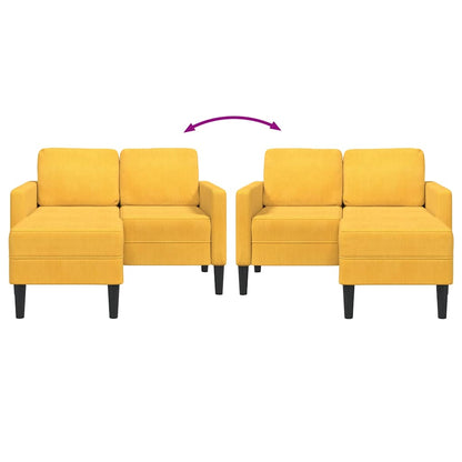 Divano 2 Posti con Chaise longue a L Giallo Chiaro 125 cm Lino