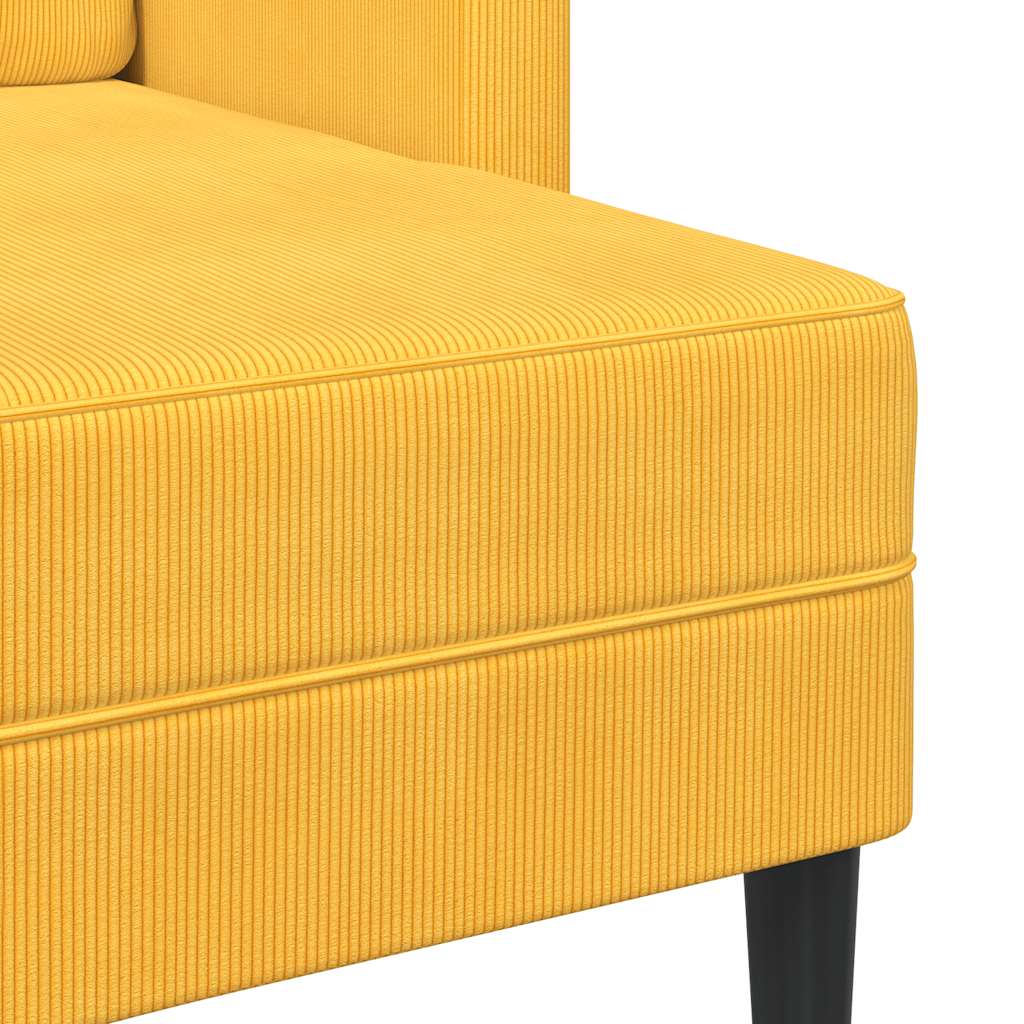 Divano 2 Posti con Chaise longue a L Giallo Chiaro 125 cm Lino - homemem39