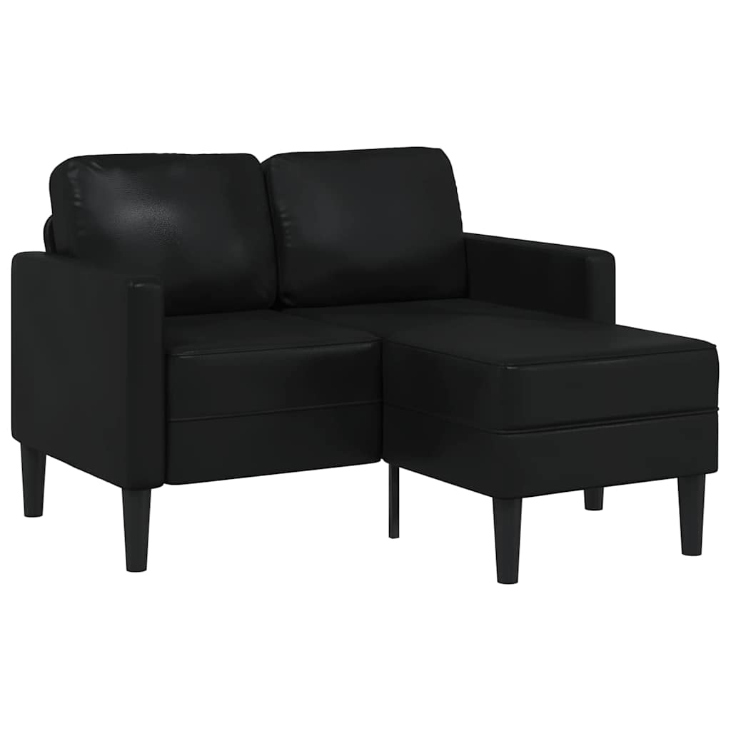 Divano a 2 posti con chaise longue a L nero 125 cm in similpelle