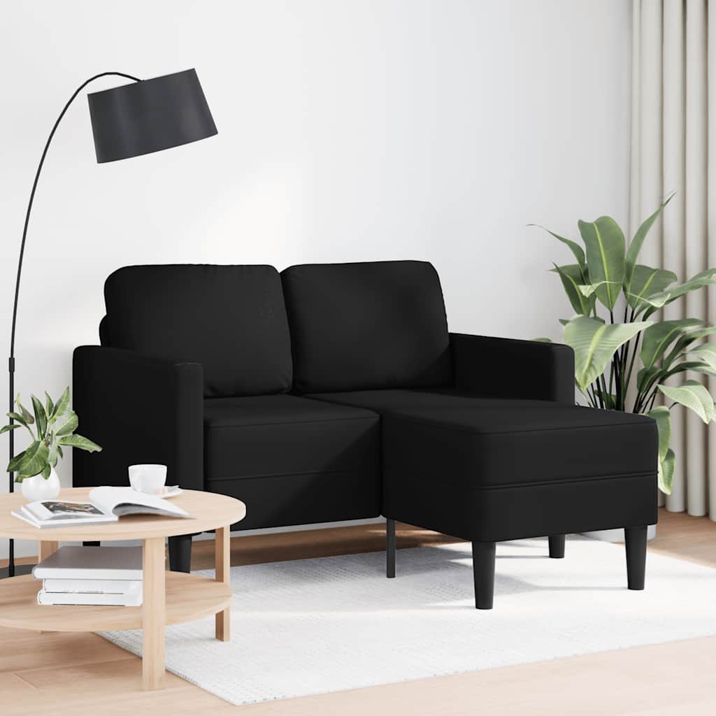 Divano a 2 posti con chaise longue a L nero 125 cm in similpelle - homemem39
