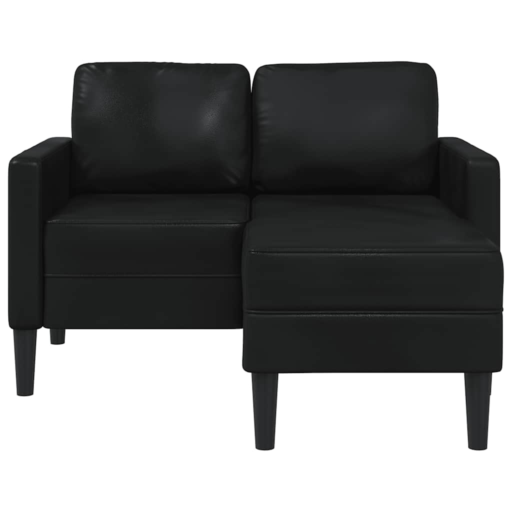 Divano a 2 posti con chaise longue a L nero 125cm in similpelle
